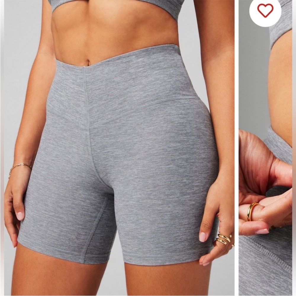 Fabletics Shorts - light gray heather high waisted 6” bike shorts